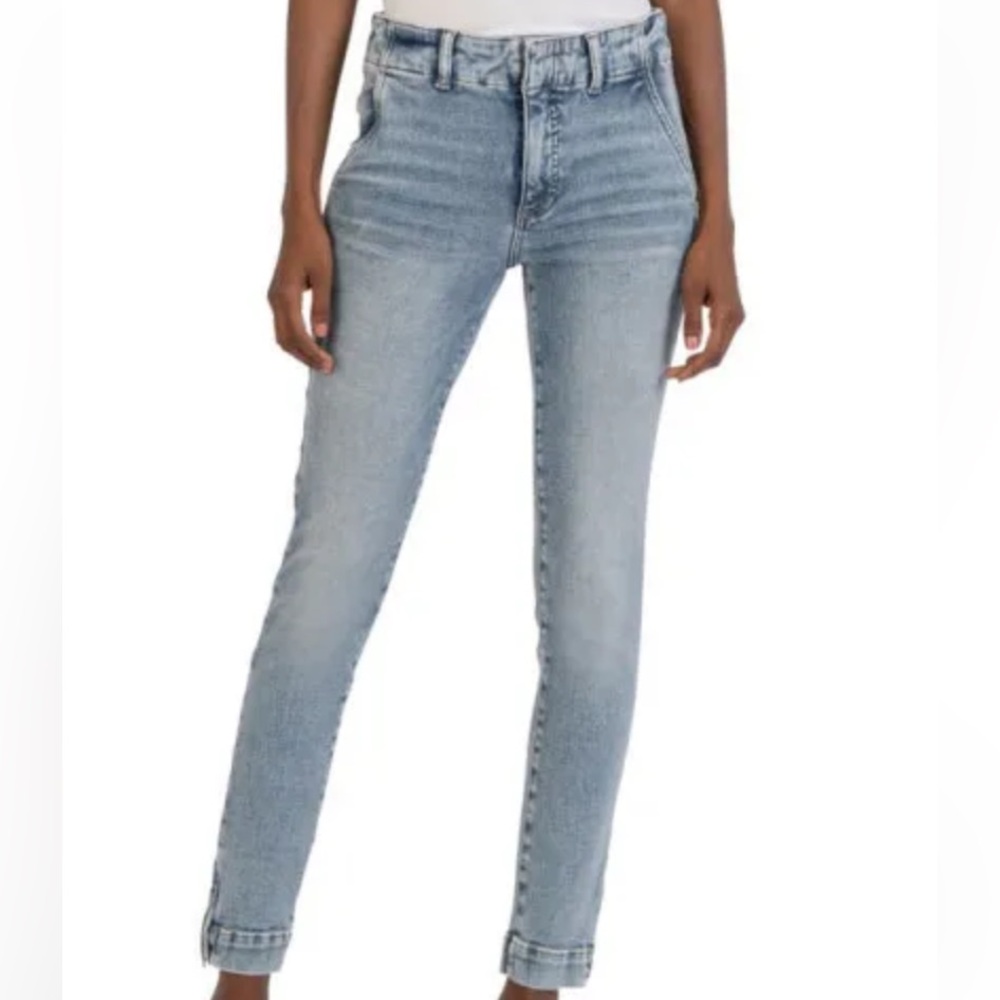 Kut from the Kloth Reese High Rise Straight Leg Jeans, Zipper Ankle, 10L Long
